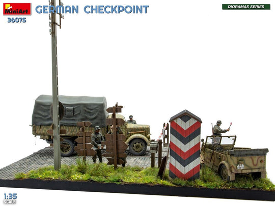 German Checkpoint. 3t Cargo Truck 3,6-36S & Kfz.1 Type 170VK w/ Feldgendarmerie. Big Set