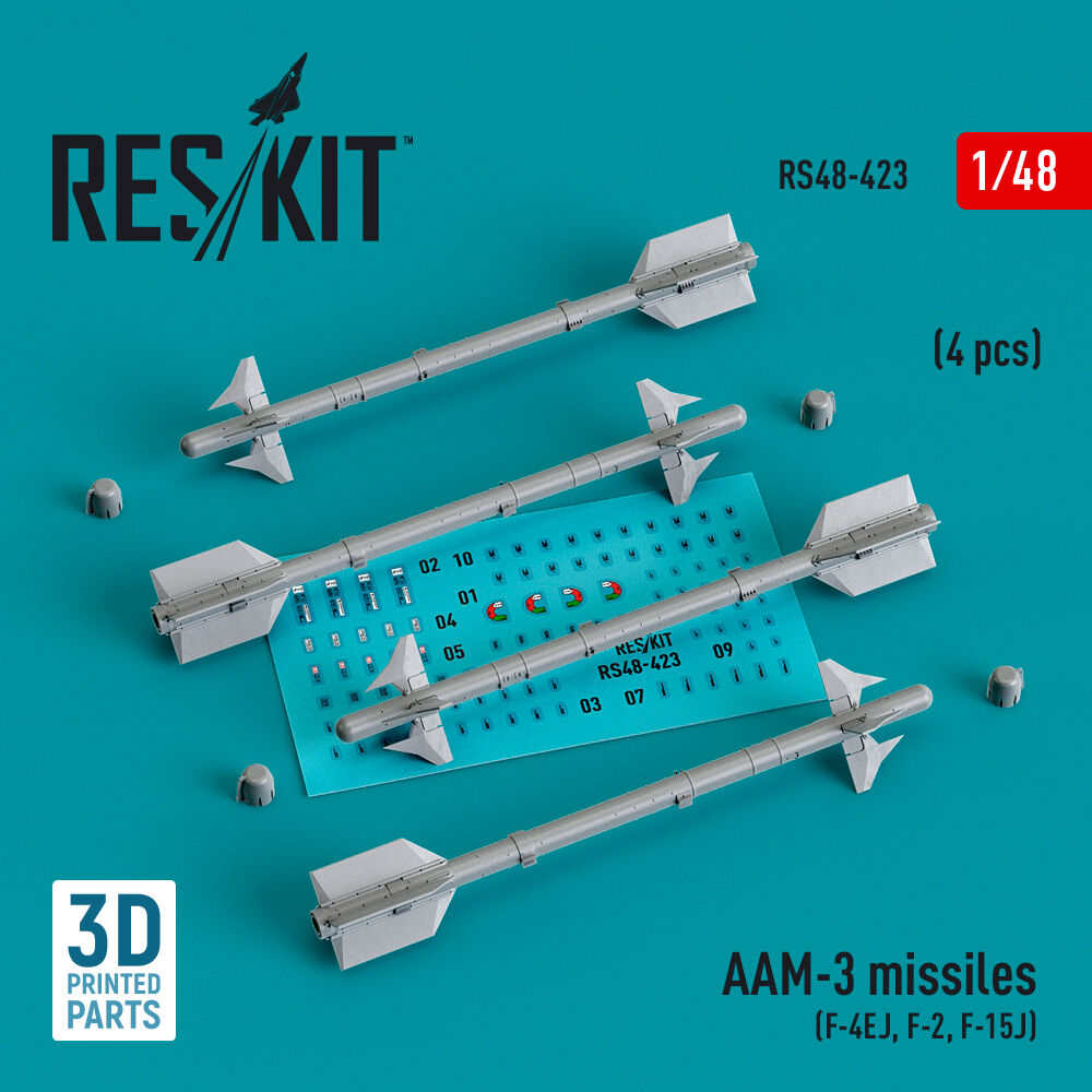 AAM-3 missiles (4 pcs) (F-4EJ, F-2, F-15J) (3D Printed)
