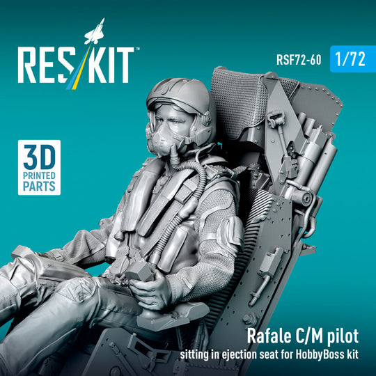 Rafale C/M pilot sitting in ejection seat for HobbyBoss kit (1 pcs) (3D Printed)
