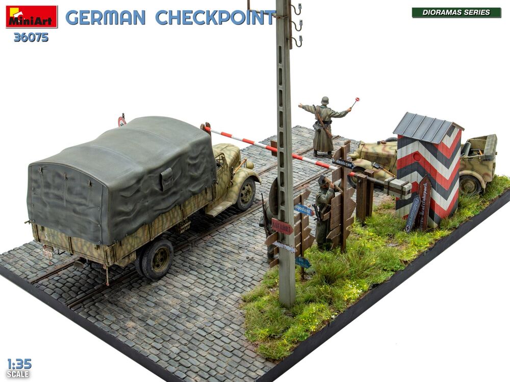 German Checkpoint. 3t Cargo Truck 3,6-36S & Kfz.1 Type 170VK w/ Feldgendarmerie. Big Set