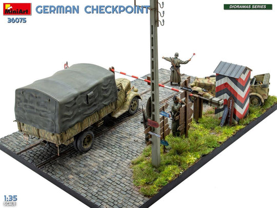 German Checkpoint. 3t Cargo Truck 3,6-36S & Kfz.1 Type 170VK w/ Feldgendarmerie. Big Set