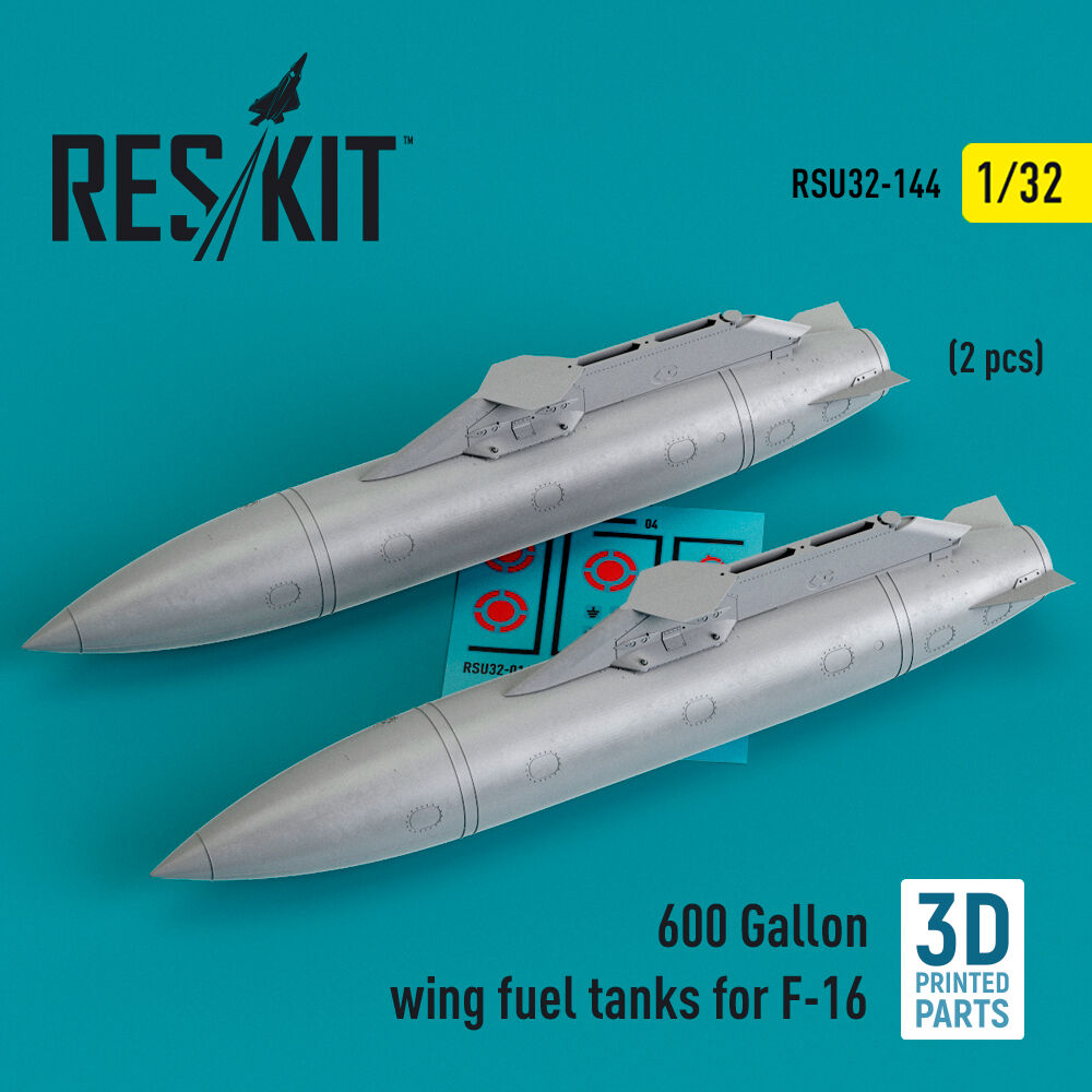 600 Gallon wing fuel tanks for F-16 (CJ/DJ Block 50/52, 50/52+, Sufa) (2 pcs) (3D Printed)