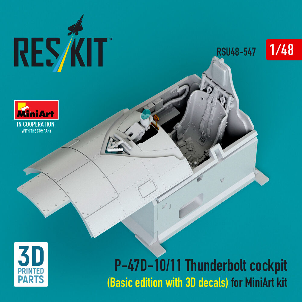 P-47D-10/11 Thunderbolt cockpit (Basic edition with 3D decals) for MiniArt kit (3D Printed)