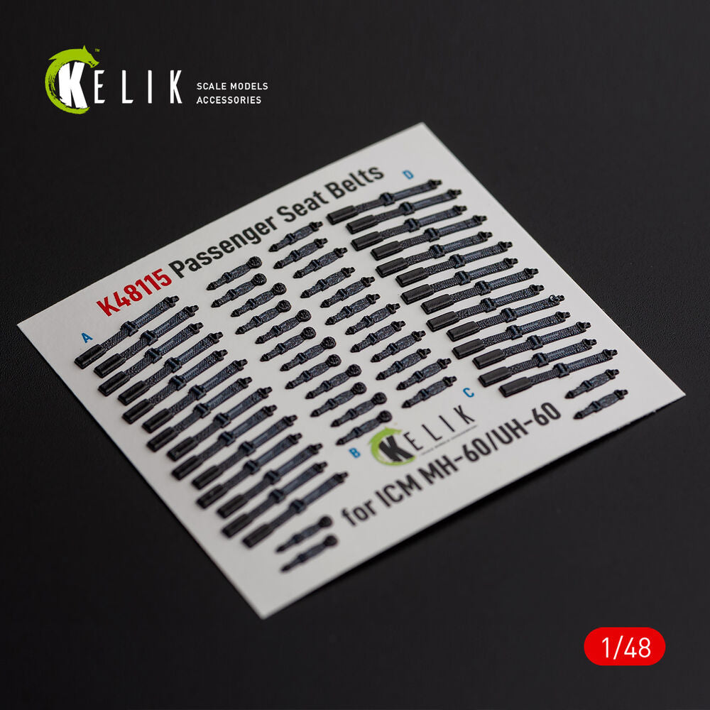 Passenger Seat Belts for MH-60/UH-60 Black Hawk - interior 3D decals for ICM kit