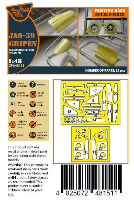 JAS 39 Gripen double-sided painting mask for Italeri