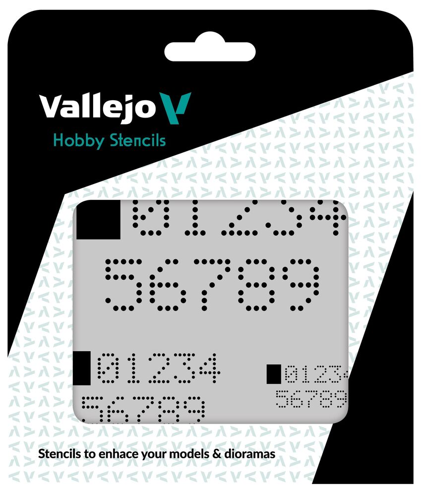 Vallejo Stencils: Digital Numbers 125 x 125 mm