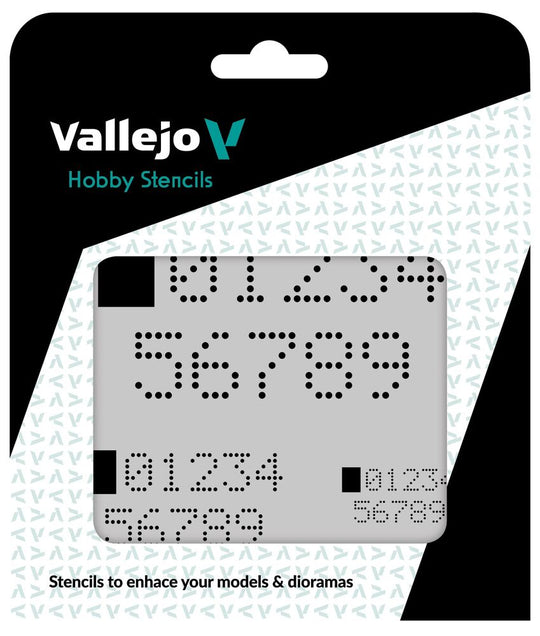 Vallejo Stencils: Digital Numbers 125 x 125 mm