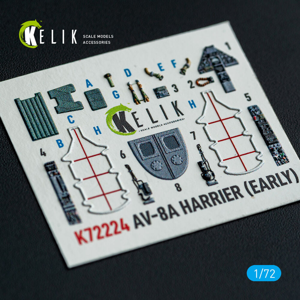 AV-8A Harrier (early) - interior 3D decals for Italeri kit