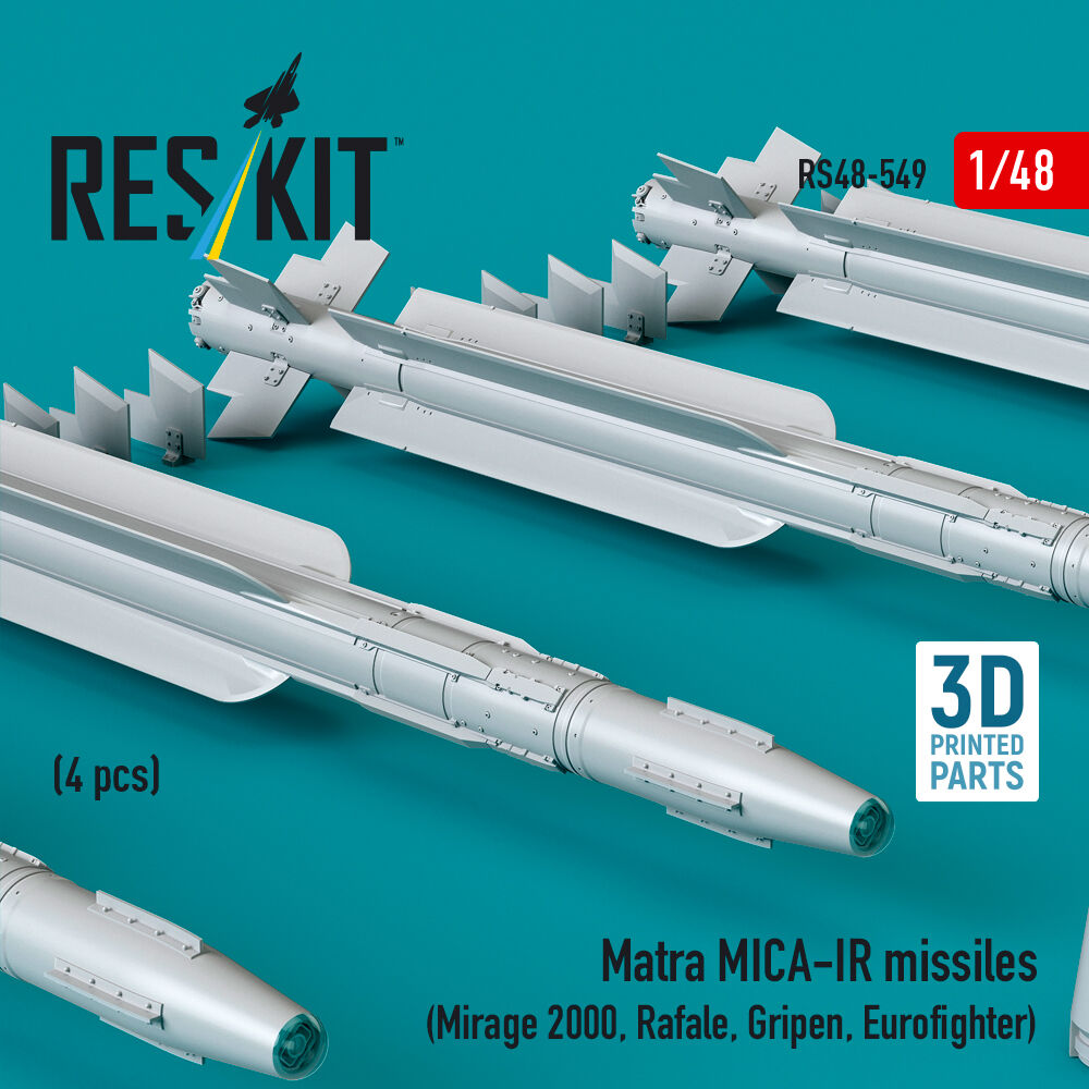 Matra MICA-IR missiles (4 pcs) (Mirage 2000, Rafale, Gripen, Eurofighter) (3D Printed)