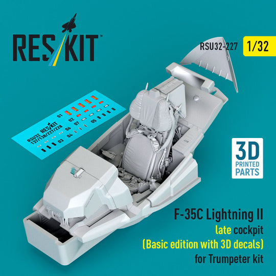 F-35C Lightning II late cockpit (Basic edition with 3D decals) for Trumpeter kit (3D Printed)