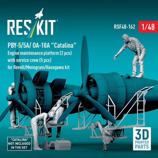 PBY-5/5A/ OA-10A Catalina Engine maintenance platform (2 pcs) with service crew (5 pcs) for Revell/Monogram/Hasegawa kit (3D Printed)
