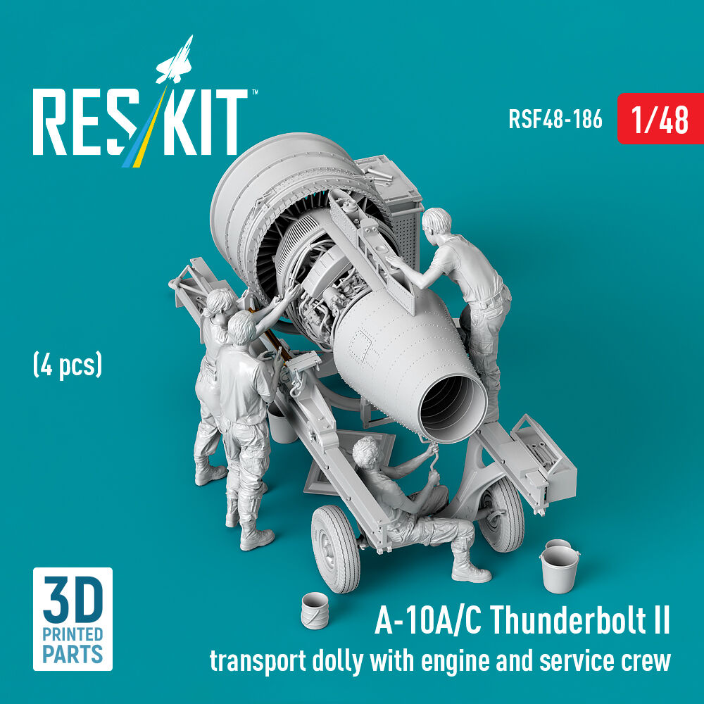 A-10A/C Thunderbolt II transport dolly with engine and service crew (4 pcs) (3D Printed)