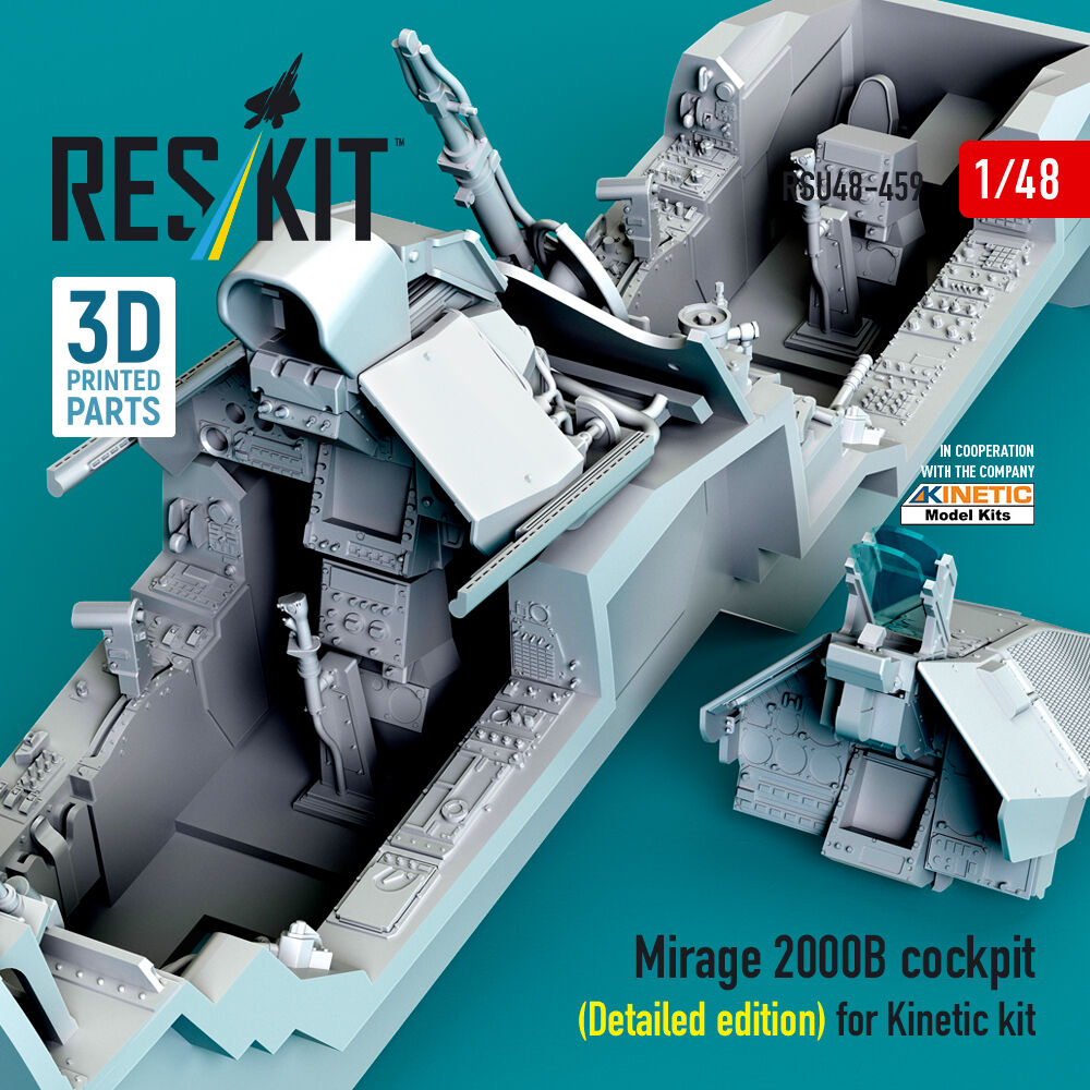 Mirage 2000B cockpit (Detailed edition) for Kinetic kit (3D Printed)