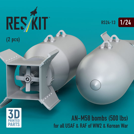 AN-M58 bombs (500 lbs) for all USAF & RAF of WW2 & Korean War (2 pcs) (3D Printed)