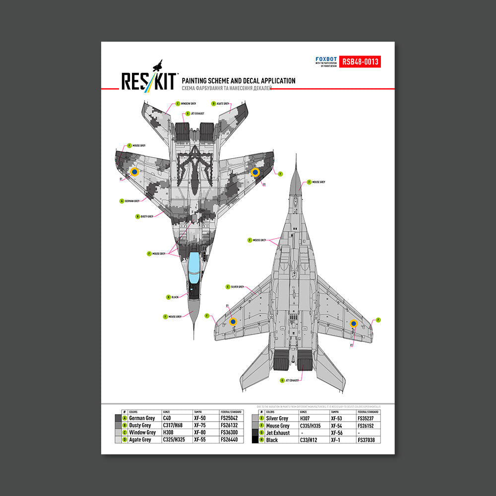 MiG-29 9-13 (White 57) Digital (Pixel) Ukrainian Air Forces (Main Decals with Stencils & Masks for painting 4 pcs)