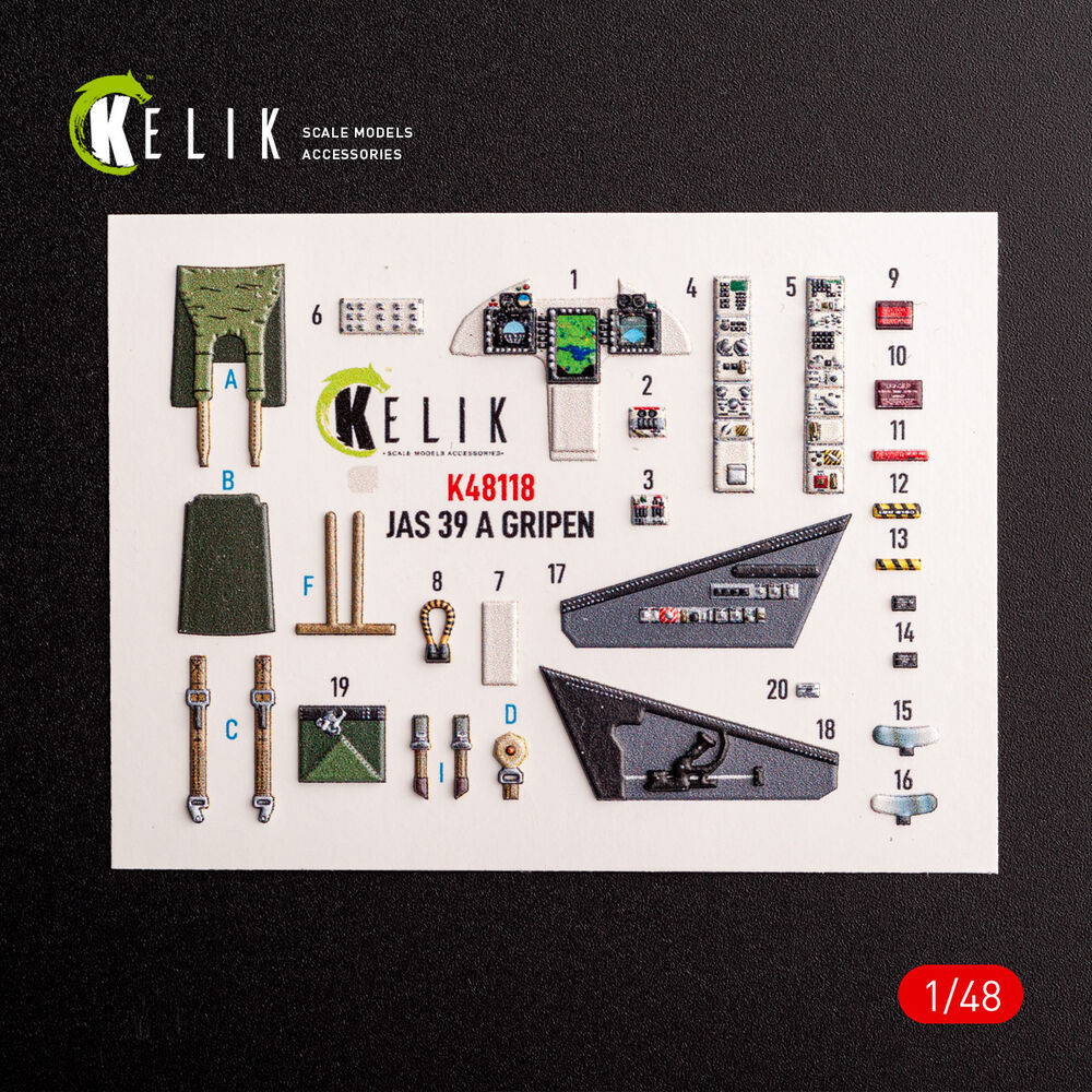 Jas-39 A - interior 3D decals for Italeri kit