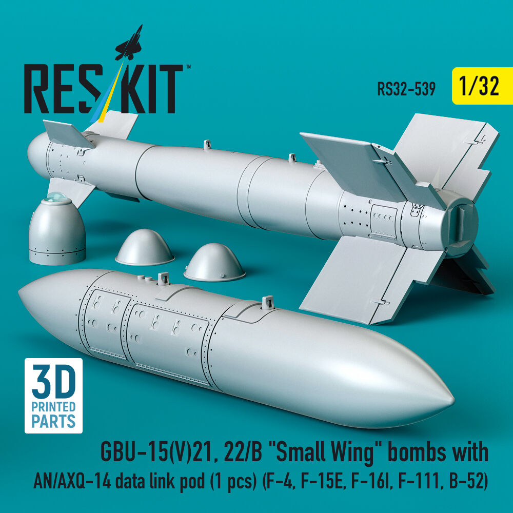GBU-15(V)21, 22/B Small Wing bombs (2 pcs) with AN/AXQ-14 data link pod (1 pcs) (F-4, F-15E, F-16I, F-111, B-52) (3D Printed)