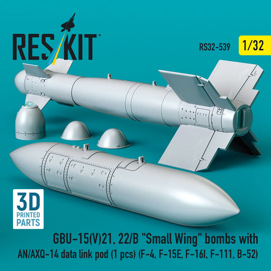 GBU-15(V)21, 22/B Small Wing bombs (2 pcs) with AN/AXQ-14 data link pod (1 pcs) (F-4, F-15E, F-16I, F-111, B-52) (3D Printed)