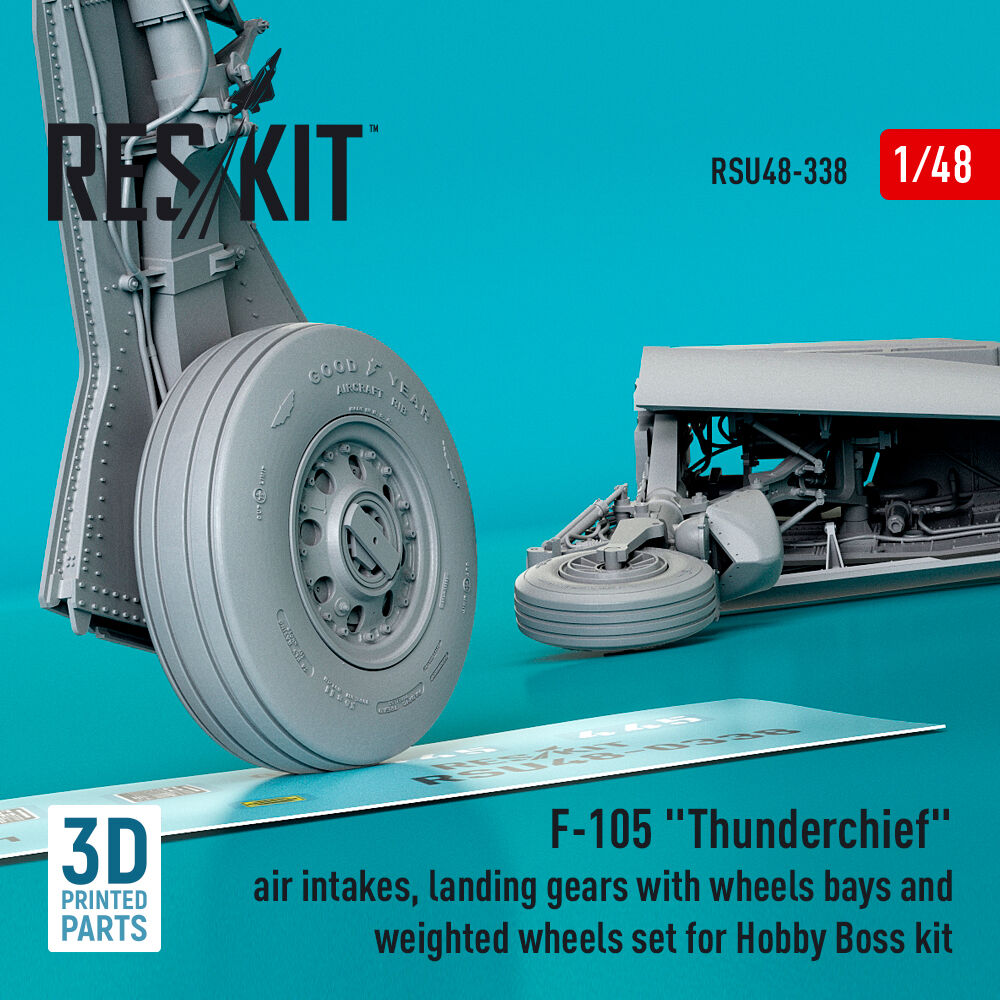 F-105 Thunderchief air intakes, landing gears with wheels bays and weighted wheels set for Hobby Boss kit (3D Printed)