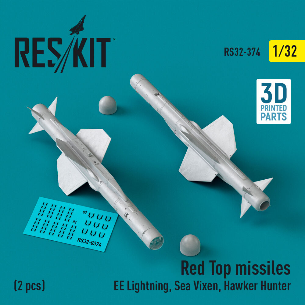 Red Top missiles (2 pcs) (EE Lightning, Sea Vixen, Hawker Hunter) (3D Printed)