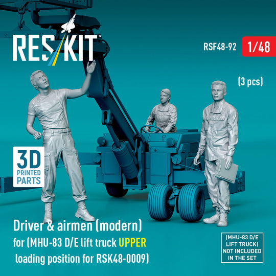 Driver & airmen (modern) (3 pcs) (MHU-83 D/E lift truck UPPER loading position for RSK48-0009) (3D Printed)