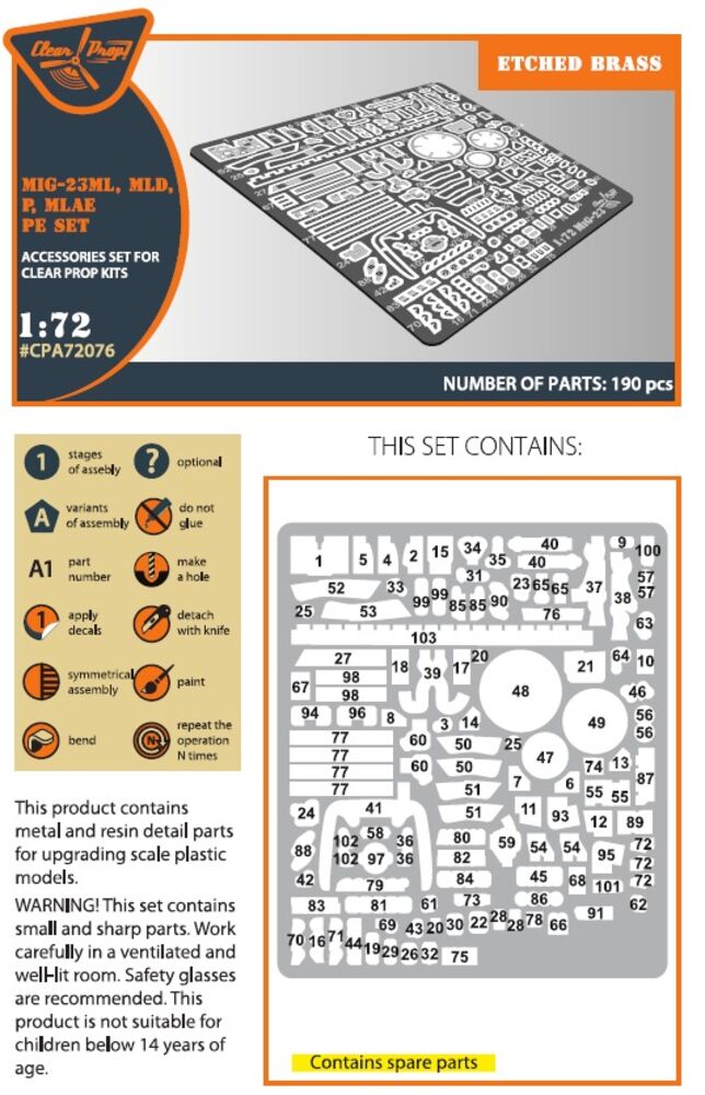 MiG-23ML, MLD, P, MLAE PE set for CP kits