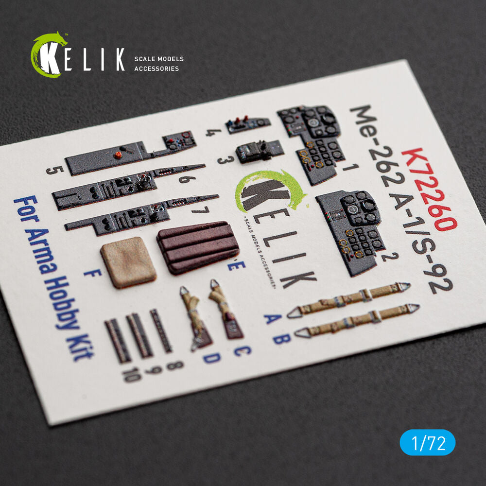 Me-262 A-1/S-92 - interior 3D decals for Arma Hobby