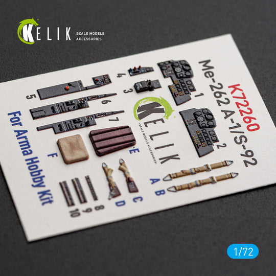 Me-262 A-1/S-92 - interior 3D decals for Arma Hobby