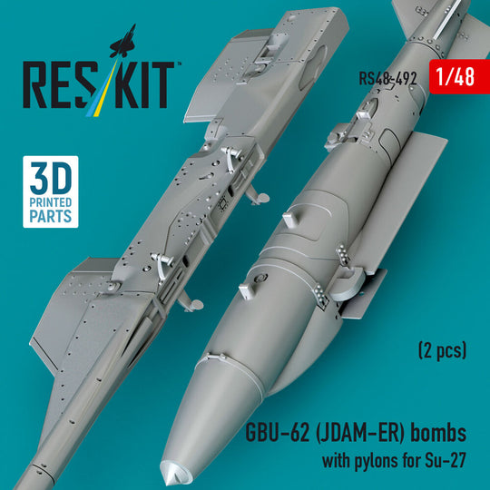 GBU-62 (JDAM-ER) bombs with pylons for Su-27 Flanker (2 pcs) (3D Printed)