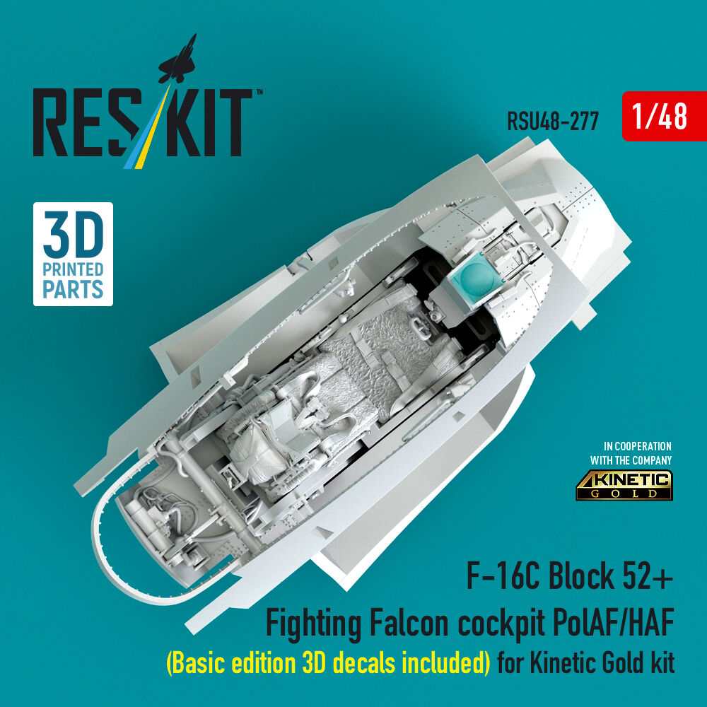 F-16C Block 52+ Fighting Falcon cockpit PolAF/HAF (Basic edition 3D decals included) (3D Printed) for Kinetic
