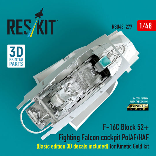 F-16C Block 52+ Fighting Falcon cockpit PolAF/HAF (Basic edition 3D decals included) (3D Printed) for Kinetic