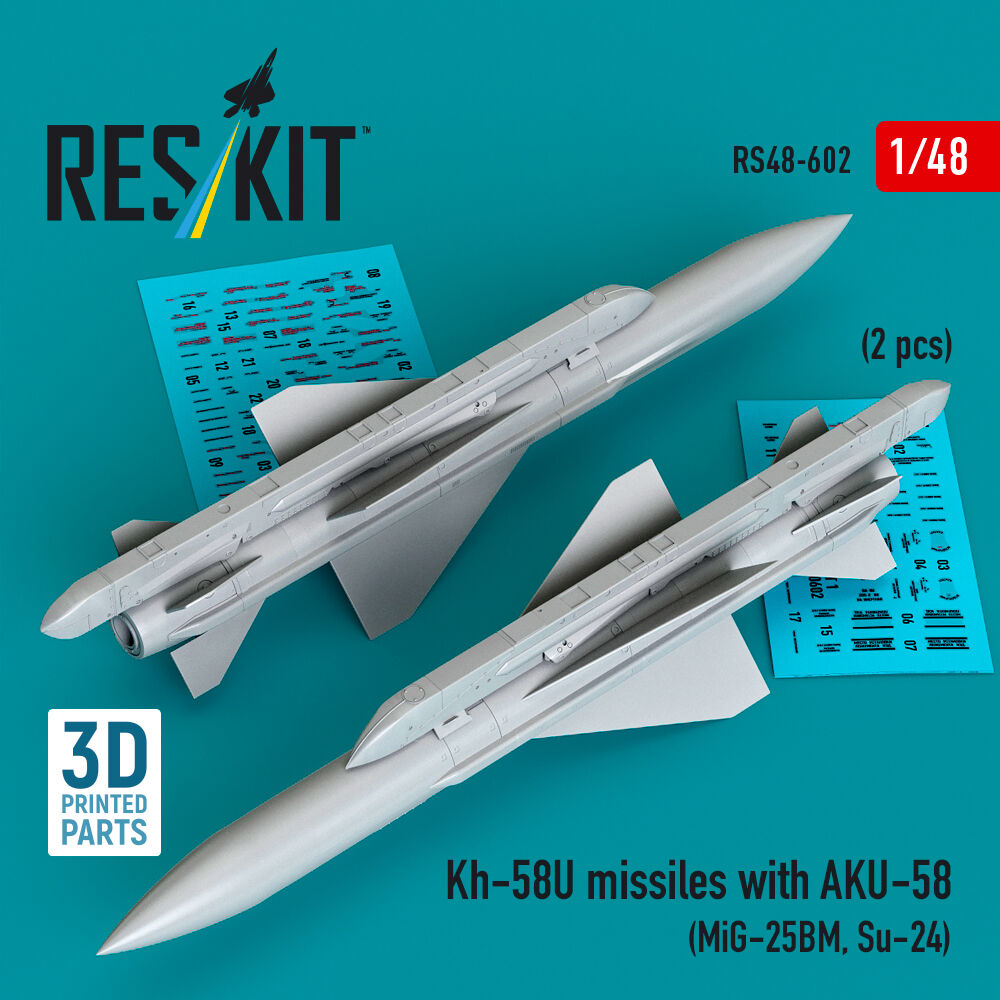 Kh-58U missiles with AKU-58 (2 pcs) (MiG-25BM, Su-24) (3D Printed)