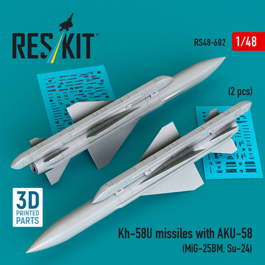 Kh-58U missiles with AKU-58 (2 pcs) (MiG-25BM, Su-24) (3D Printed)