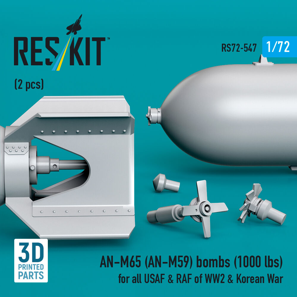 AN-M65 (AN-M59) bombs (1000 lbs) for all USAF & RAF of WW2 & Korean War (2 pcs) (3D Printed)