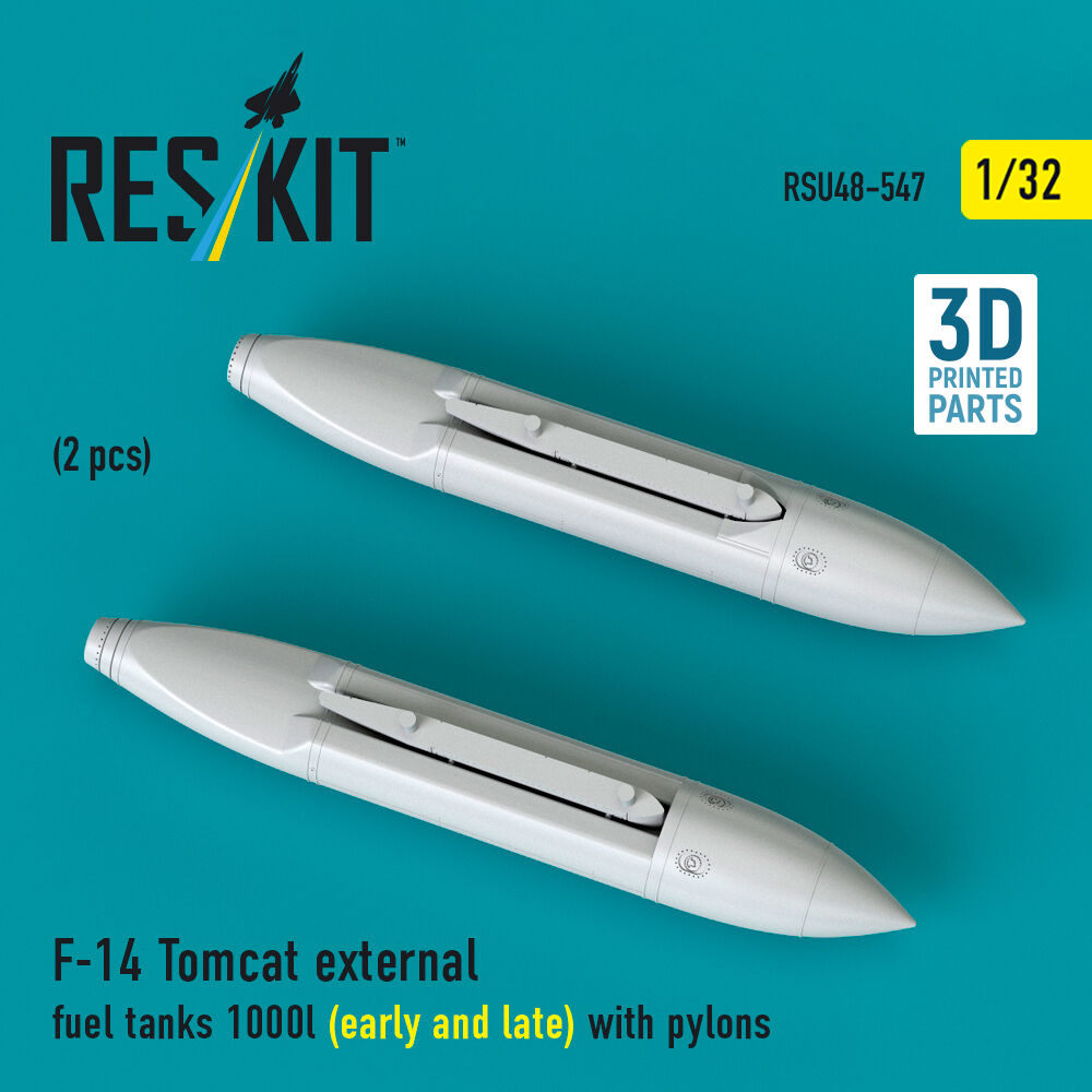 F-14 Tomcat external fuel tanks 1000l (early and late) with pylons (2pcs) (3D Printed)