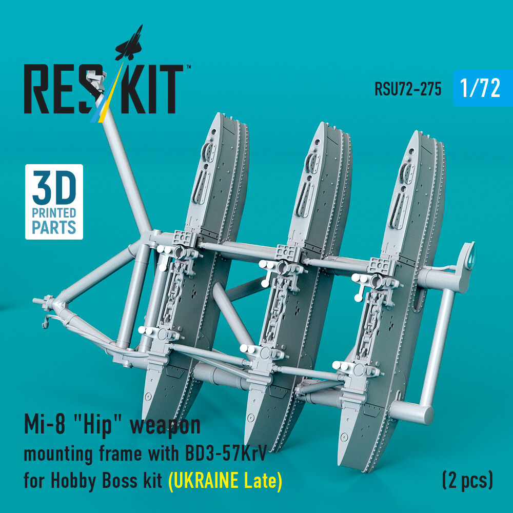 Mi-8 Hip weapon mounting frame with BD3-57KrV for Hobby Boss kit (UKRAINE Late) (2 pcs) (3D Printed)