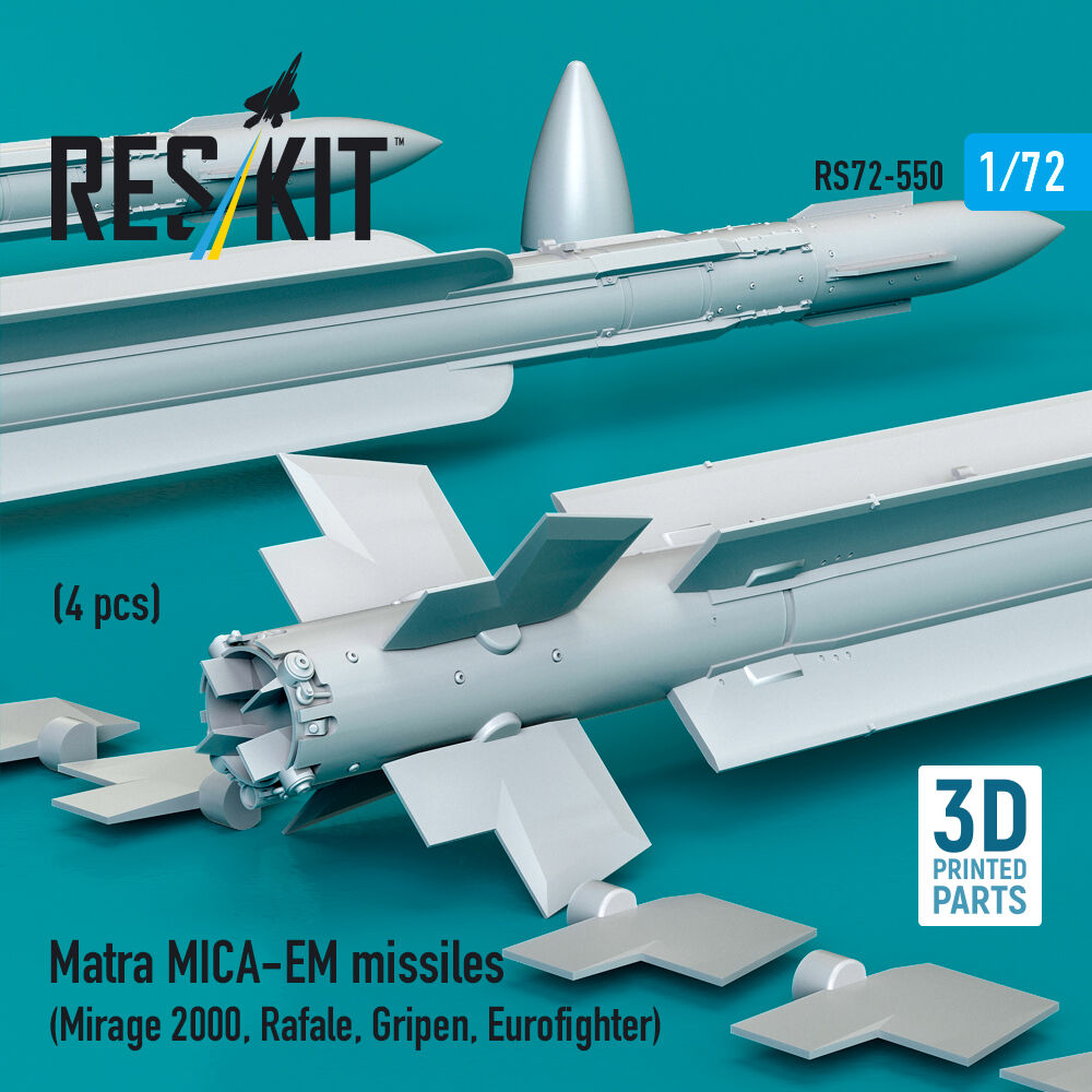 Matra MICA-EM missiles (4 pcs) (Mirage 2000, Rafale, Gripen, Eurofighter) (3D Printed)