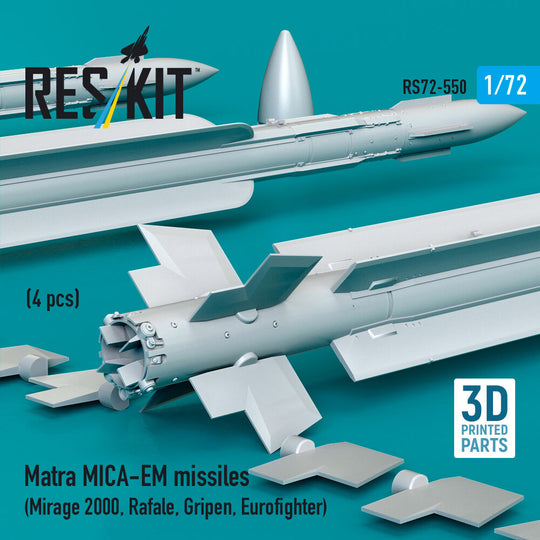 Matra MICA-EM missiles (4 pcs) (Mirage 2000, Rafale, Gripen, Eurofighter) (3D Printed)