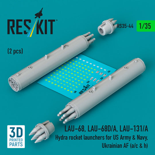 LAU-68, LAU-68D/A, LAU-131/A Hydra rocket launchers for US Army & Navy, Ukrainian AF (a/c & h) (2pcs) (3D Printed)