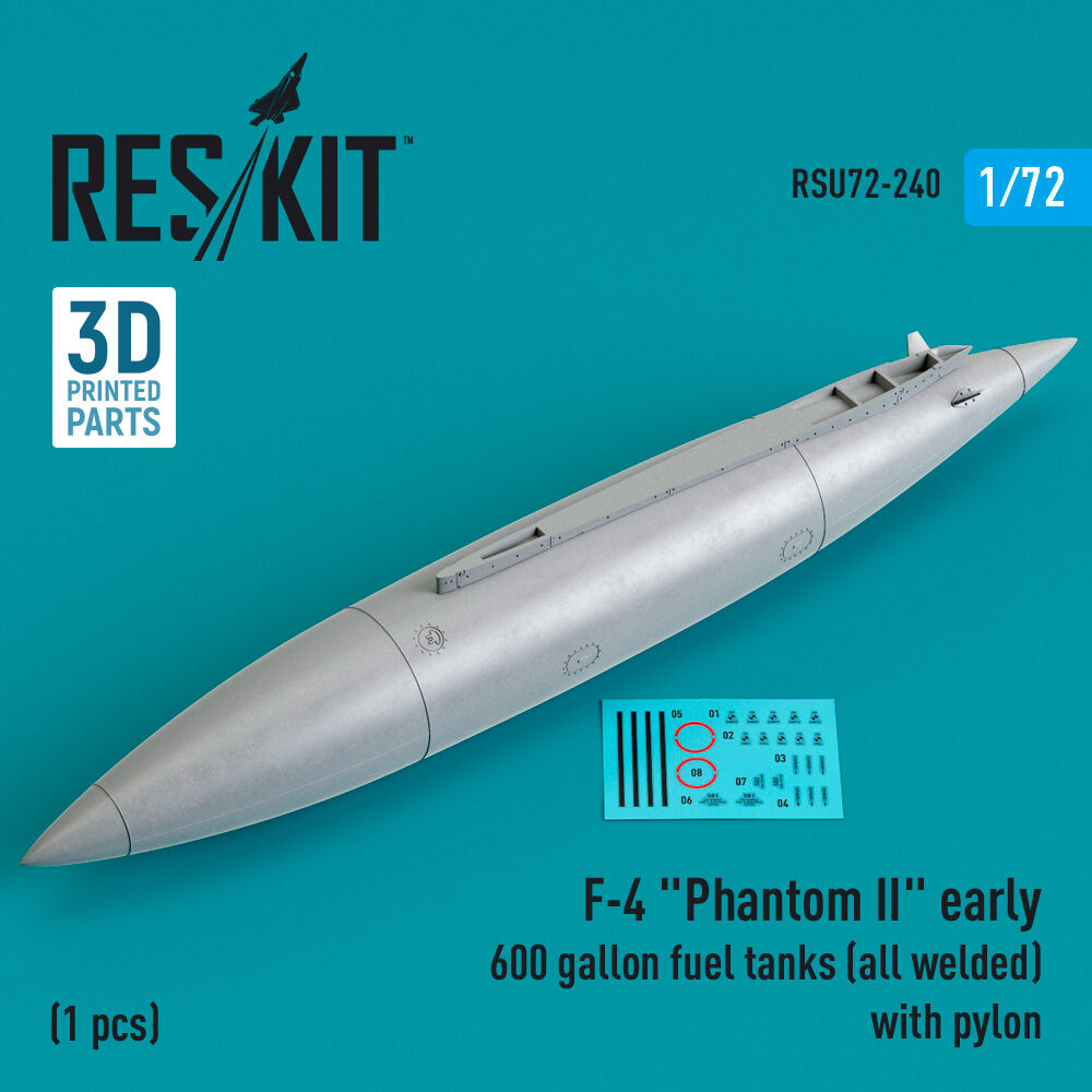 F-4 Phantom II early 600 gallon fuel tanks (all welded) with pylon (1 pcs) (3D Printed)