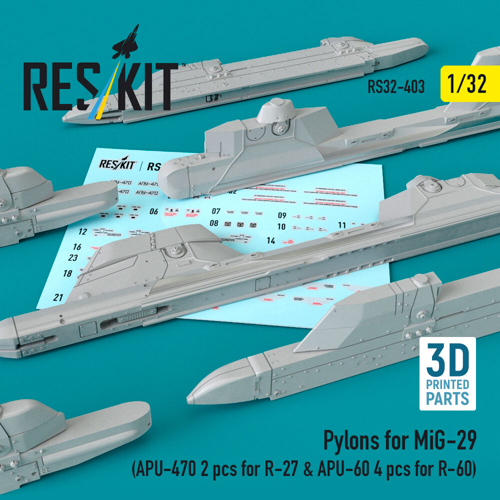 Pylons for MiG-29 (APU-470 2 pcs for R-27 & APU-60 4 pcs for R-60) (3D Printed)
