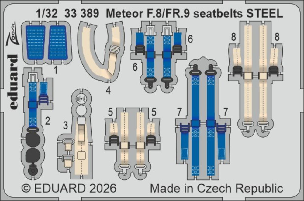 Meteor F.8/FR.9 seatbelts STEEL for Revell