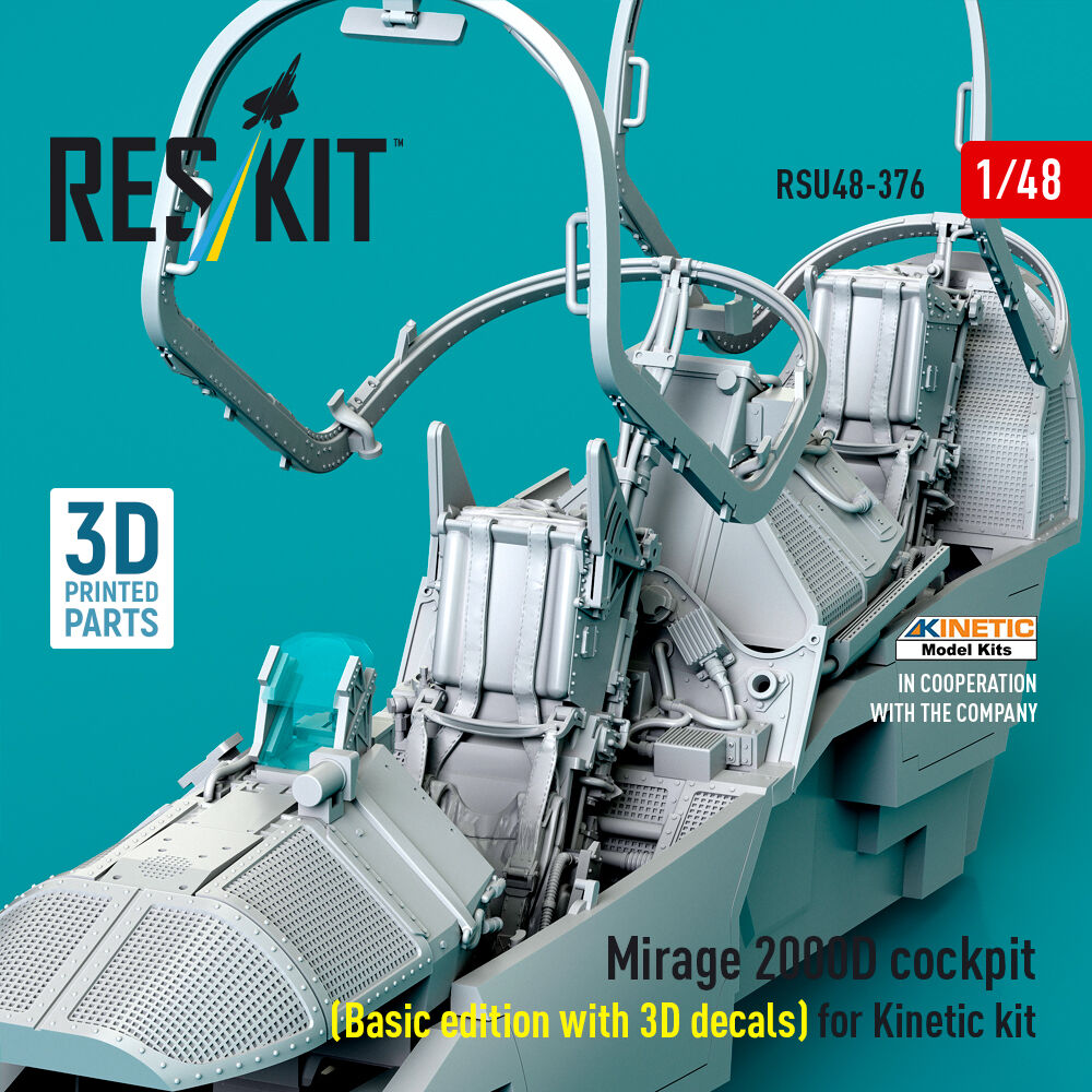 Mirage 2000D cockpit (Basic edition with 3D decals) for Kinetic kit (3D Printed)