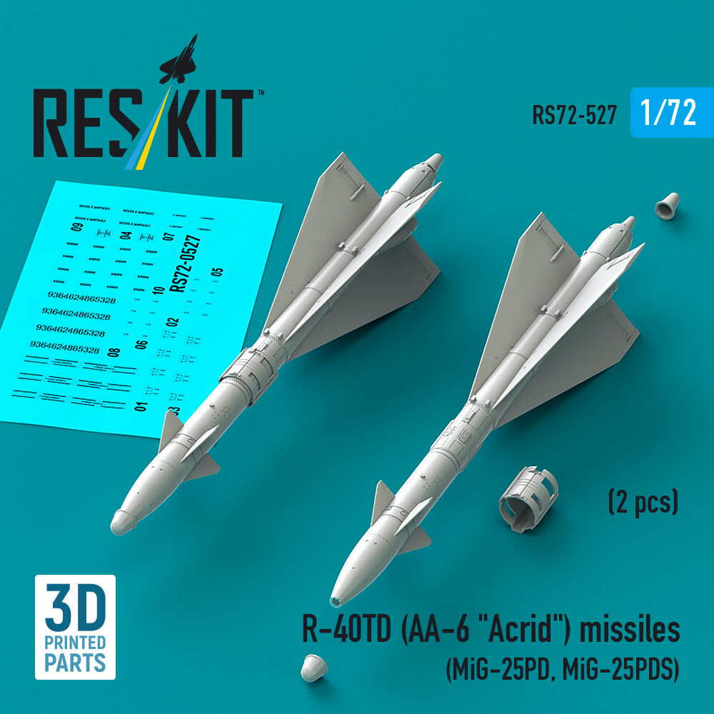 R-40TD (AA-6 Acrid) missiles (2 pcs) (MiG-25PD, MiG-25PDS) (3D Printed)