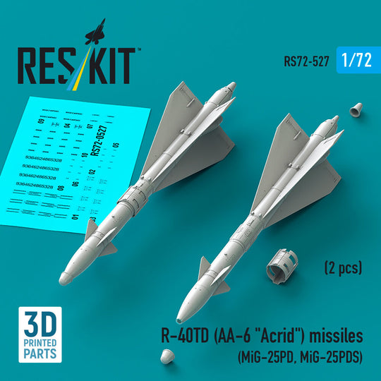 R-40TD (AA-6 Acrid) missiles (2 pcs) (MiG-25PD, MiG-25PDS) (3D Printed)