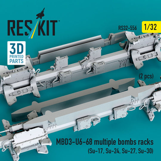 MBD3-U6-68 multiple bombs racks (2 pcs) (Su-17, Su-24, Su-27, Su-30) (3D Printed)