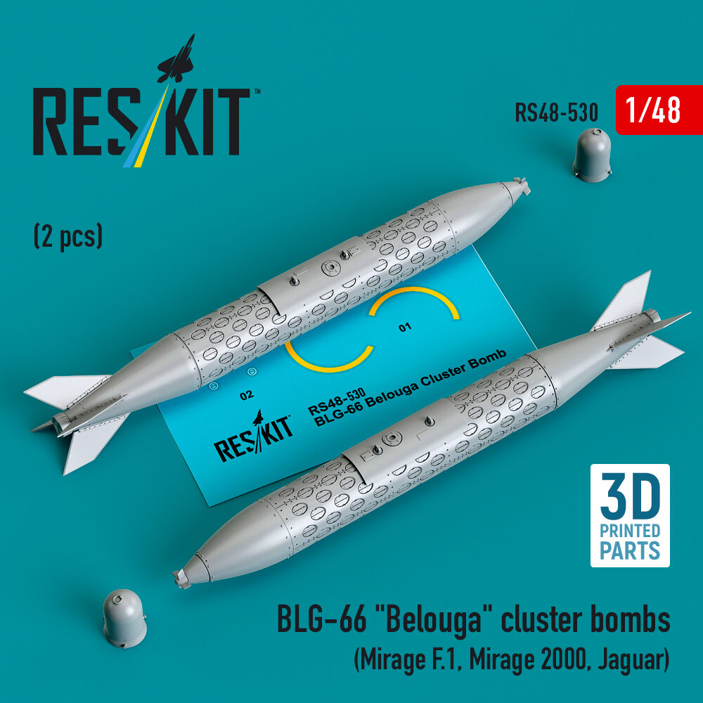 BLG-66 Belouga cluster bombs (2 pcs) (Mirage F.1, Mirage 2000, Jaguar) (3D Printed)