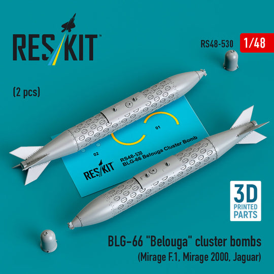 BLG-66 Belouga cluster bombs (2 pcs) (Mirage F.1, Mirage 2000, Jaguar) (3D Printed)