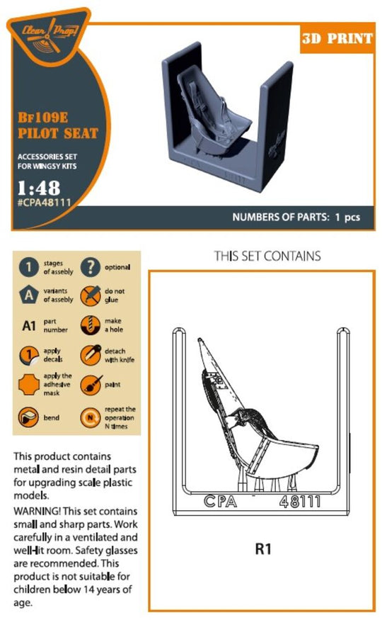 Bf-109E seat with safety belts for Wingsy Kits
