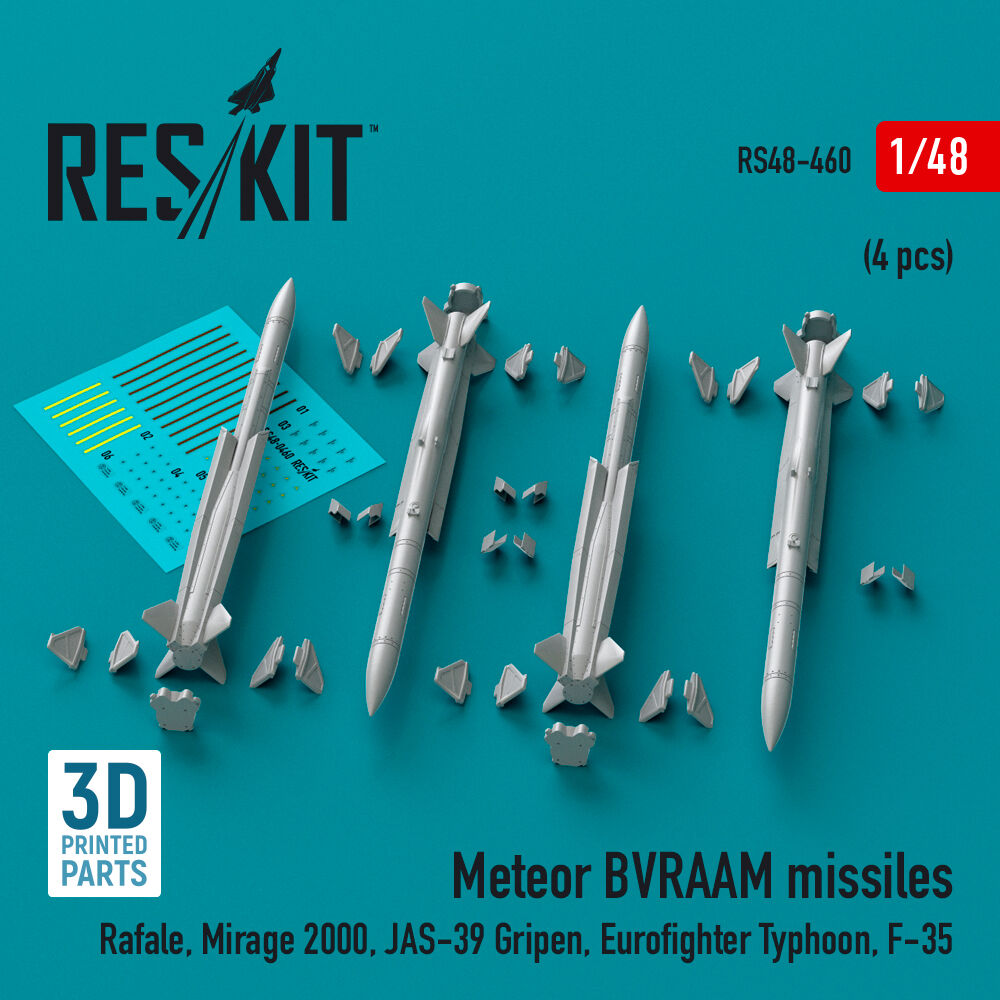 Meteor BVRAAM missiles (4 pcs) (Rafale, Mirage 2000, JAS-39 Gripen, Eurofighter Typhoon, F-35) (3D Printed)